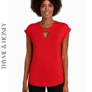 THYME & HONEY O-Ring Cutout Neck Casual Blouse - Tee, L, NWOT!